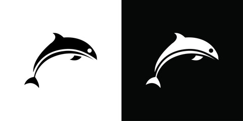 Dolphin icon Vector flat thin line illustration