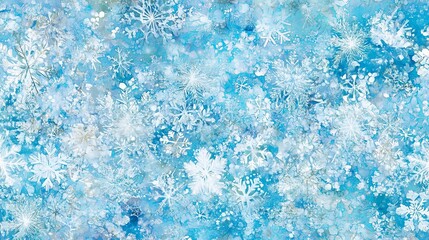 Enchanting Winter Wonderland Scene Featuring Snowflake Patterns and Icy Blue Background, Capturing the Essence of a Frosty and Festive Atmosphere

