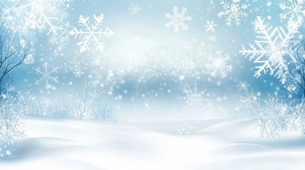 Naklejka premium Enchanting Winter Wonderland Scene Featuring Snowflake Patterns and Icy Blue Background, Capturing the Essence of a Frosty and Festive Atmosphere