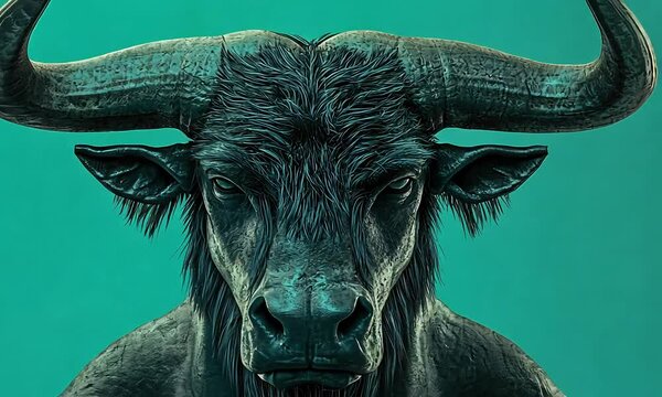 Dark Minotaur Close-Up with Intense Stare with ai generated.
