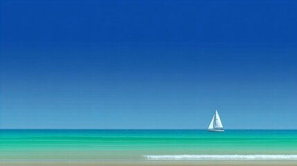 A serene sailboat glides across the turquoise sea under a clear blue sky, embodying tranquility and adventure.