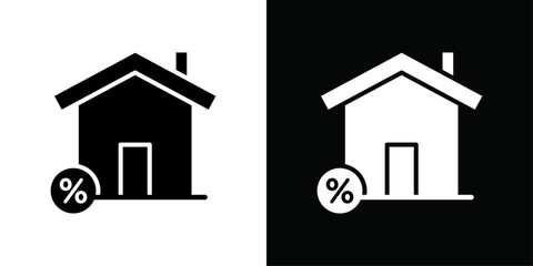 Rate for mortgage icon Vector flat thin line illustration