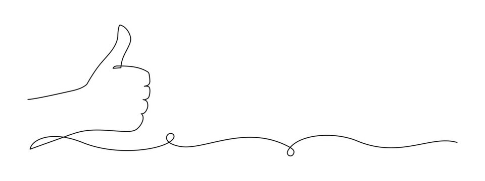 recommend clip art: Thumb up in one continuous line drawing. Hand showing like and great sign in simple linear style. Finger up symbol in editable stroke. Doodle vector illustration in web banner