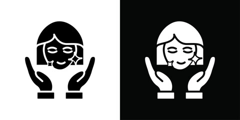 Skin care icon Vector flat thin line illustration