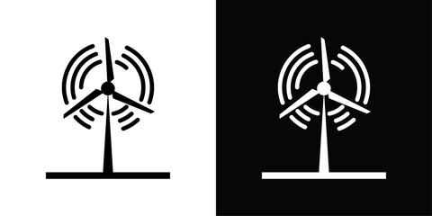 Wind power plant icon Vector flat thin line illustration