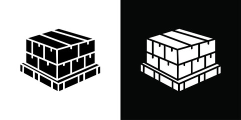 box on a pallet icon Vector flat thin line illustration