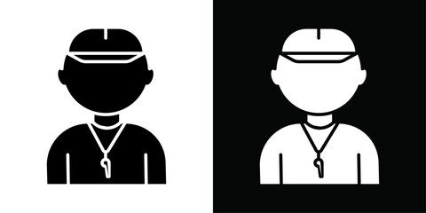 Coach icon Vector flat thin line illustration