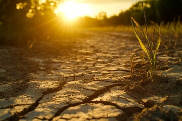 landscape dry crack under a sun