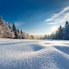 Obraz premium Snowy winter wonderland background with depth of field for a serene and peaceful seasonal ambiance
