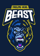 Gorilla Head Logo Mascot Illustration