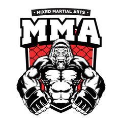 Gorilla with Boxing Glove Illustration Shirt Design