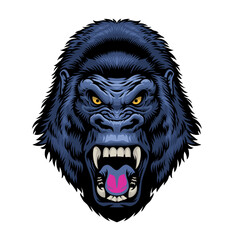 vector of Roaring Gorilla Hand Drawn Illustration