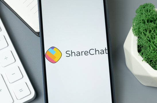 New York, USA - 30 August 2024: ShareChat Logo on Phone Screen, Company Icon on Display