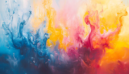 Obraz premium Abstract Art: A splash of bold and pastel colors in abstract forms, creating a visually dynamic and artistic aesthetic