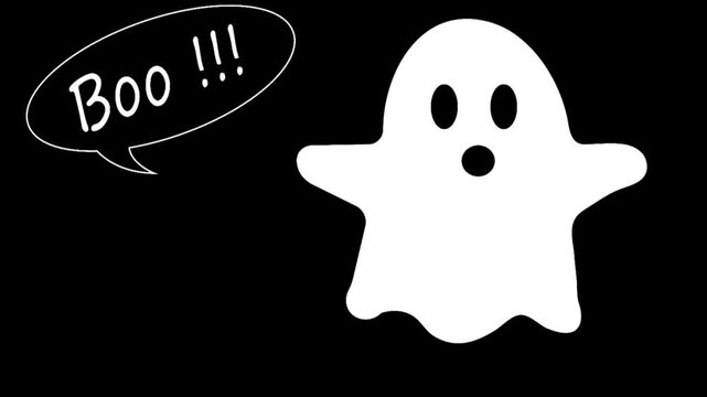 halloween cute ghost cartoon animation on black background.