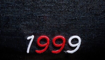 Embroidered Year 1999 in Red and White Threads