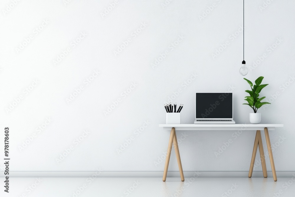 Aufkleber minimalist infographic in a sleek office setting: clean data visualization with soft lighting and pr