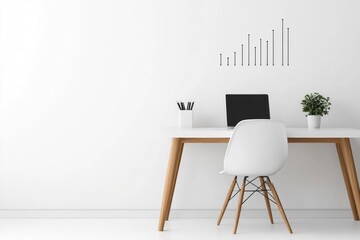 Minimalist Infographic in a Sleek Office Setting: Clean Data Visualization with Soft Lighting and Professional Iconography