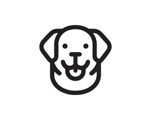 Minimalist outline dog logo design icon symbol vector illustration.