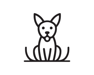 Minimalist outline dog logo design icon symbol vector illustration.