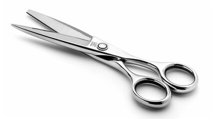 Obraz premium Closeup of a pair of shiny metallic scissors with sharp precision blades The scissors are a useful household office or craft tool for cutting trimming or snipping various materials