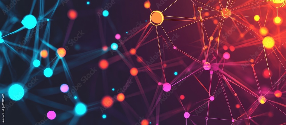 Poster abstract technology background featuring neural network concept