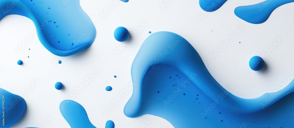 Poster Abstract Background With Small Blue Liquid Shapes Blue Droplets Or Bubbles Isolated On A White Backdrop Blue Abstract Spots With Contrasting Shadows Liquid Matte Drop On A Soft Focus Background