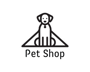 Dog logo design for pet shop with line art style vector illustration