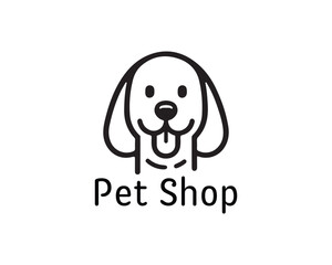 Dog logo design for pet shop with line art style vector illustration