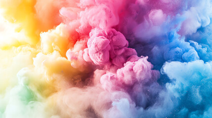Fototapeta premium A vibrant explosion of colorful smoke creating an ethereal atmosphere, perfect for artistic and creative designs.