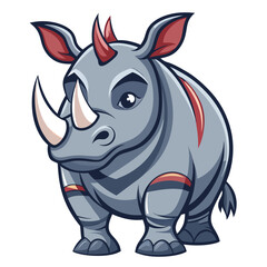 Fototapeta premium Handsome Rhinoceros Clipart Vector Illustration of a Strong and Majestic Animal with Detailed Features