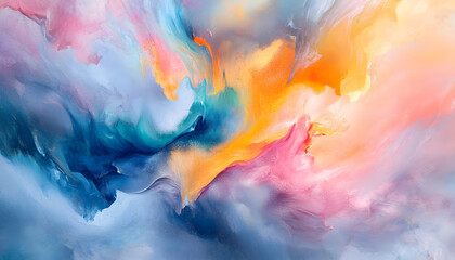 Fototapeta premium Abstract Art: A splash of bold and pastel colors in abstract forms, creating a visually dynamic and artistic aesthetic