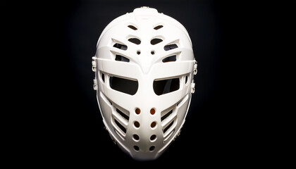 Field hockey mask, sports, wearing, equipment, protecting, hard, fear, horror, black background, close-up