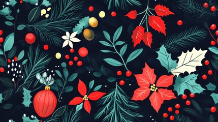 Hand drawn illustration with a vibrant Christmas holiday backdrop Perfect for presentations printing and graphics Enhance your creations with festive charm