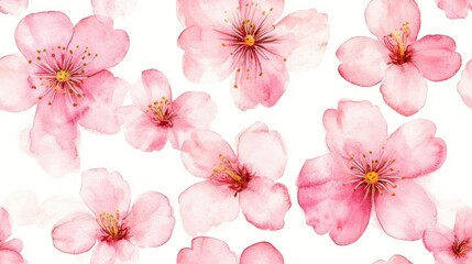 Watercolor seamless pattern featuring Japanese cherry blossom sakura flowers Ideal template for decorating designs and illustrations
