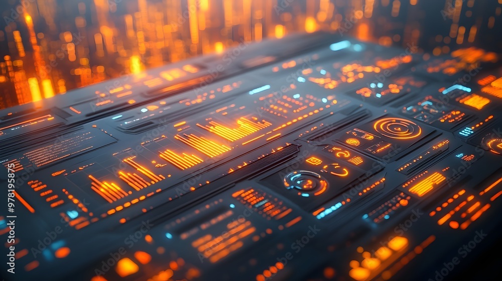 Poster layered paper cut digital dashboard with analytical graphs and colorful data visualization