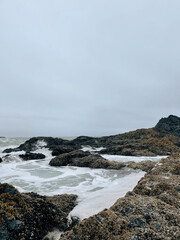 waves crashing on rocks