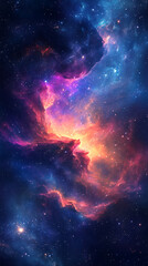 Fototapeta premium Vibrant galaxy nebula with swirling colors and glowing stars in deep space celestial cosmic scene