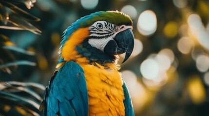 Blue and Yellow Macaw Portrait.