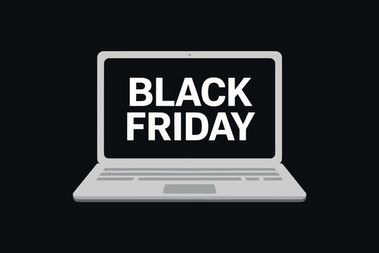 Laptop with word black friday on screen, concept of online shopping and promotion.