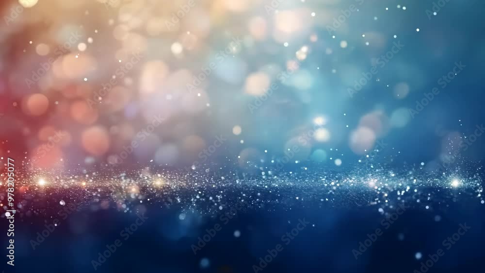 Poster bokeh light effect in red and blue for festive background