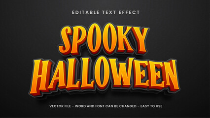 Editable text effect spooky halloween in 3d style