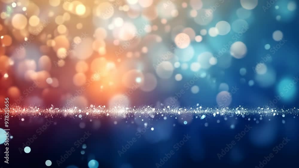 Poster bokeh light effect in red and blue for festive background