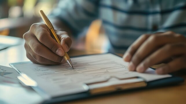 Close-up of a clipboard with a voter registration form being filled out, voter registration, pre-election participation 