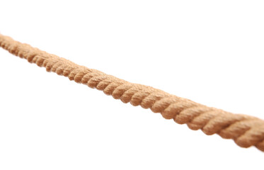 One brown braided rope isolated on white