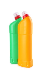 Two toilet cleaners in bottles isolated on white
