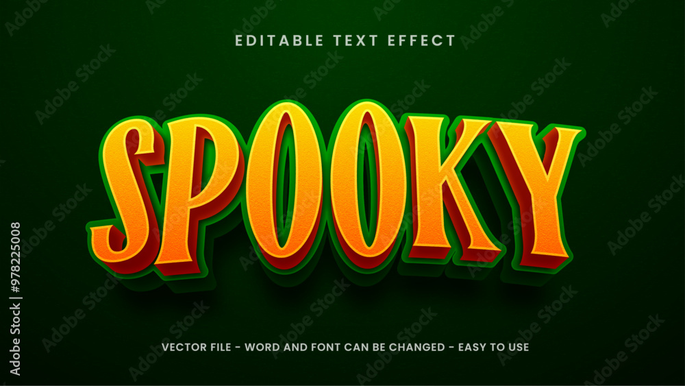 Poster editable text effect spooky in 3d style