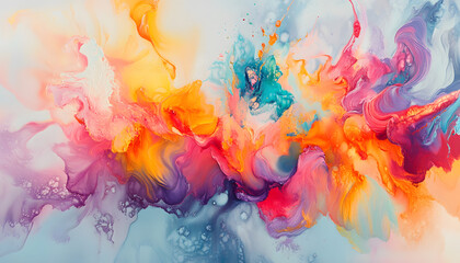 Fototapeta premium Abstract Art: A splash of bold and pastel colors in abstract forms, creating a visually dynamic and artistic aesthetic
