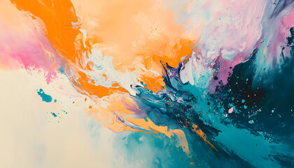 Fototapeta premium Abstract Art: A splash of bold and pastel colors in abstract forms, creating a visually dynamic and artistic aesthetic