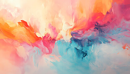 Obraz premium Abstract Art: A splash of bold and pastel colors in abstract forms, creating a visually dynamic and artistic aesthetic